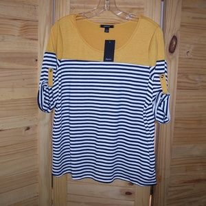 Espresso Women Tank Top Black White Stripe Size L